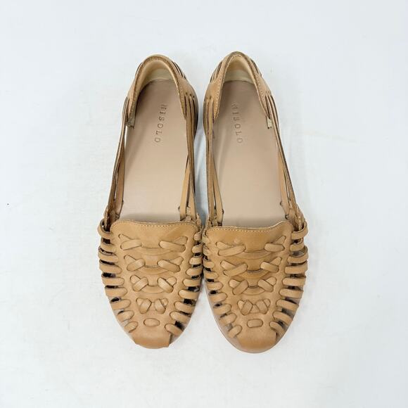 Nisolo Women’s Huarache Flats Size 9 Leather Sandals Handwoven Tan Neutral - Picture 5 of 12